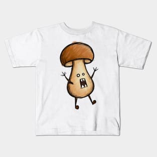 Weird Brown Bolete Mushroom Kids T-Shirt